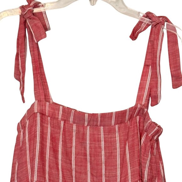 True Craft Junior’s Tiered Tie Shoulder Red Striped Top - Size Medium - NWT - Picture 2 of 7